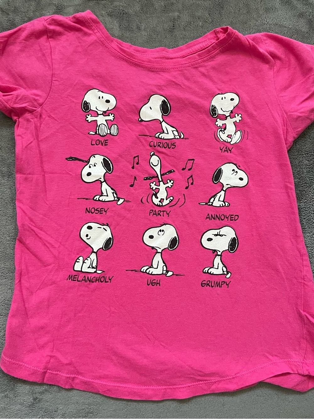 Peanuts Pink Girls' Snoopy Emotions Graphic Tee